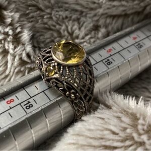 925 sterling silver Citrine Filligree Ring 6.5